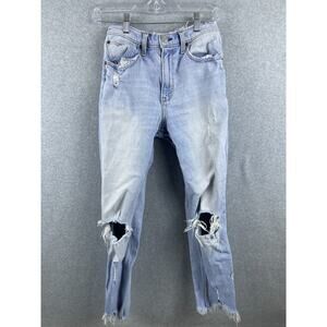 Abercrombie & Fitch Size 27 4 Womens High Rise Mom Jeans Stretch Light‎ Wash
